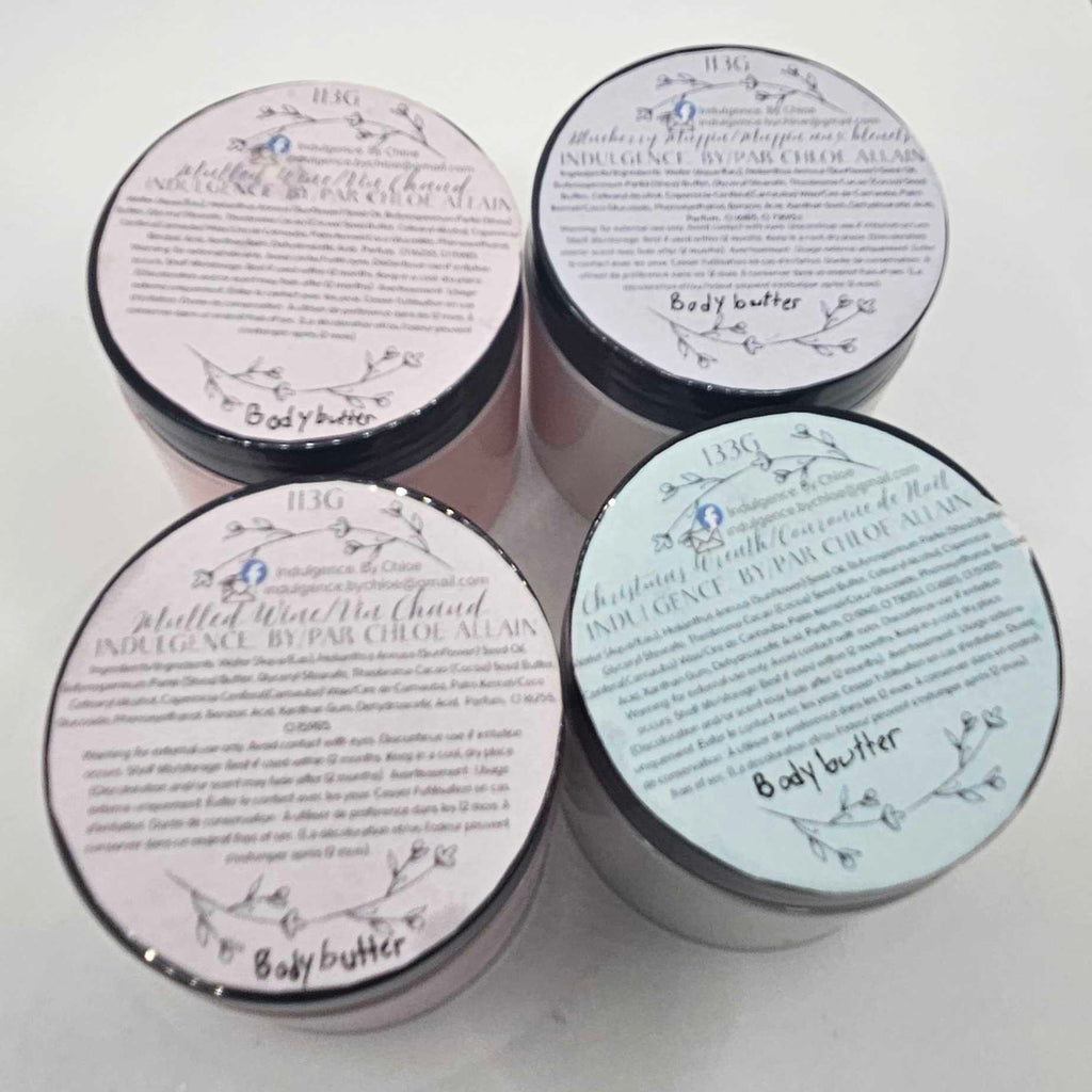 Scented Handmade Body Butter | Christmas Wreath, Mulled Wine & Blueberry Muffin | Moisturizing Skincare Gift