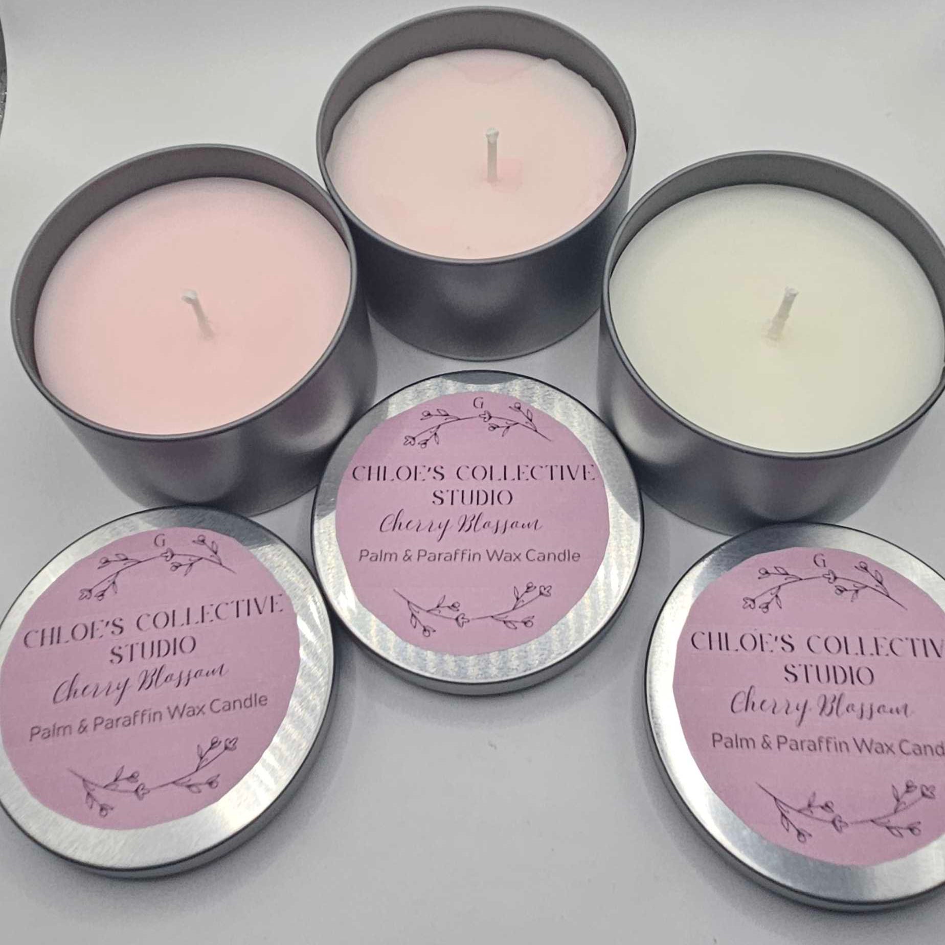 Cherry Blossom Scented Candle | Handmade Palm & Paraffin Wax Blend | Single Wick Floral Home Fragrance