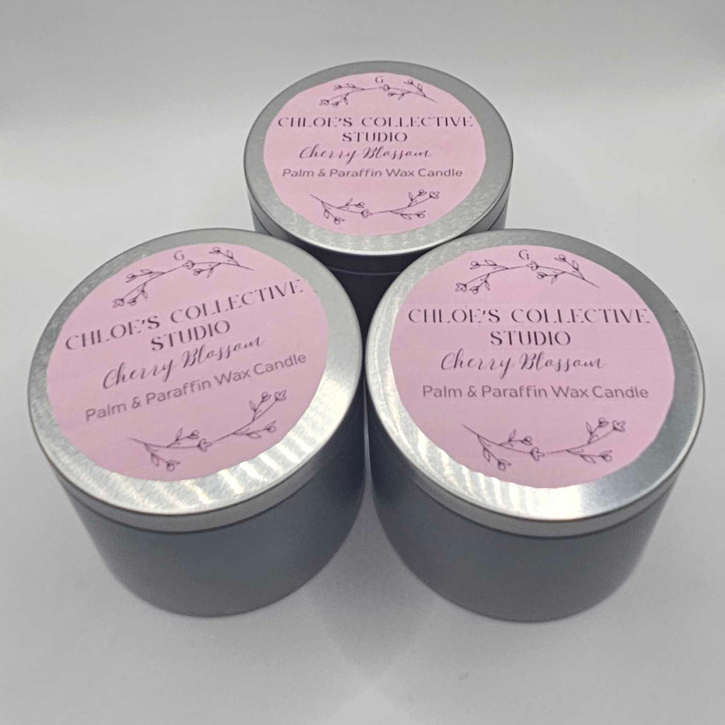 Cherry Blossom Scented Candle | Handmade Palm & Paraffin Wax Blend | Single Wick Floral Home Fragrance