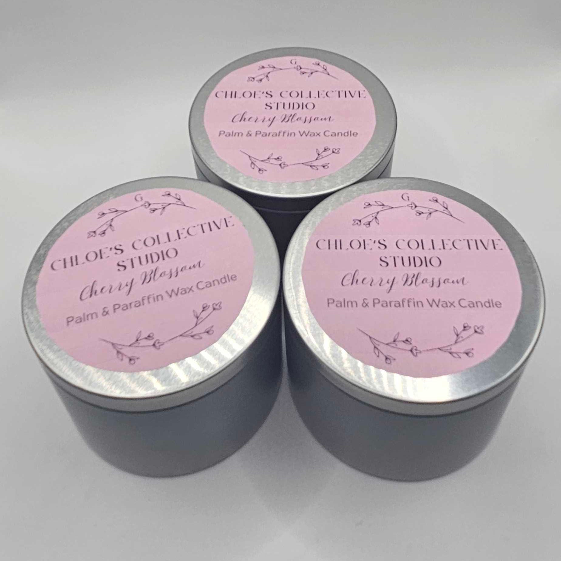 Cherry Blossom Scented Candle | Handmade Palm & Paraffin Wax Blend | Single Wick Floral Home Fragrance